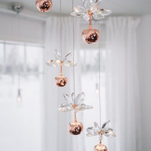 Upea Natalia LED 5os kristalli kupari kattovalaisin koukkukiinnitys ja valaisinpistoke